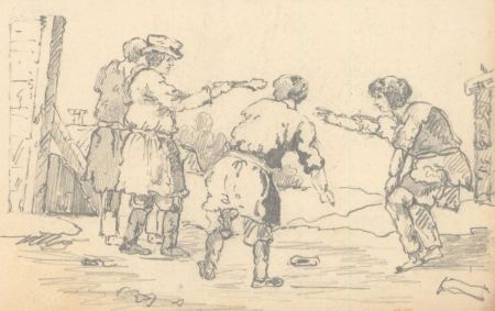 Two 19th Century Graphite Drawings - Street Scenes
