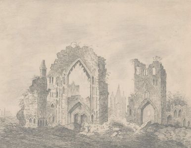 19th Century Graphite Drawing - Study of Gothic Ruins