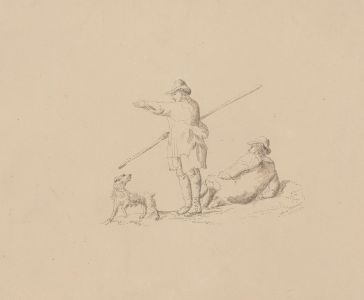 Anne Nicholson - Signed Late 19th Century Pen and Ink Drawing, Figures and Dog