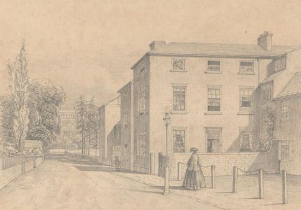 Late 19th Century Graphite Drawing - Victorian Street Scene