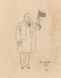 E. Ruddock - 1907 Pen and Ink Drawing, Portrait of Sir Charles Legard