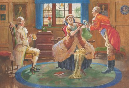 Slosser - Mid 20th Century Gouache, The Suitors