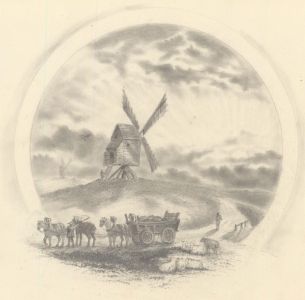 1860 Graphite Drawing - The Windmill