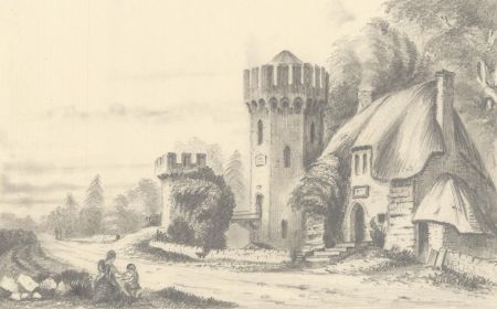 1860 Graphite Drawing - Round House Edge-Hill