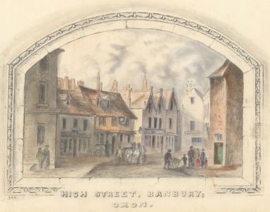 1860 Graphite Drawing - High Street, Banbury