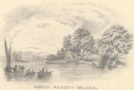 1860 Graphite Drawing - Magna Charta Island