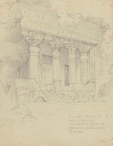 C P Day - 1943 Graphite Drawing, Pandavleni Caves