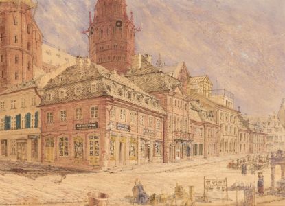 Fine 19th Century Watercolour - Continental Street Scene