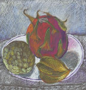 Tessa Franks - Signed Contemporary Pastel, Still Life of Exotic Fruits