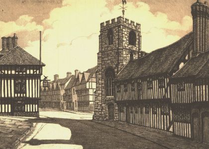 Alice Barnwell (1910-1980) - Signed 20th Century Etching, The Grammar School, Stratford