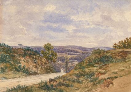 Eliza Westlake - 1862 Watercolour, Country Lane at Otterbourne, Hampshire