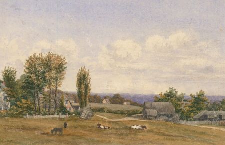 Eliza Westlake - 1859 Watercolour, Cattle at Otterbourne, Hampshire