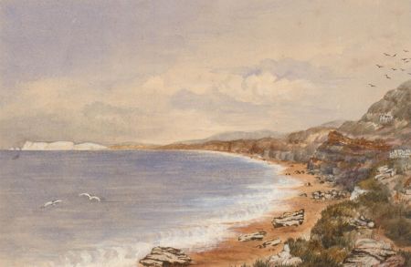 Eliza Westlake - 1855 Watercolour, Beach View on the Isle of Wight