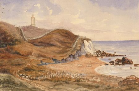 Eliza Westlake - 1855 Watercolour, Cliffs at Niton, Isle of Wight