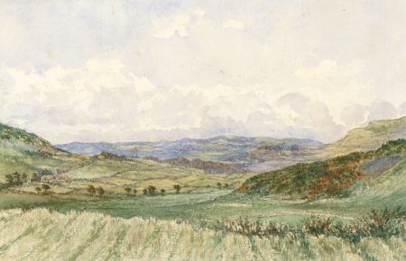 Eliza Westlake - 1861 Watercolour, View to Whitwell, Isle of Wight