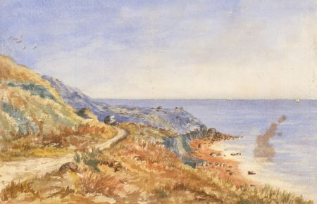 Eliza Westlake - 1856 Watercolour, Coastal Study at Blackgang, Isle of Wight