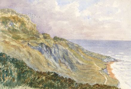 Eliza Westlake - 1861 Watercolour, Cliffs at Blackgang, Isle of Wight