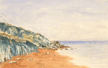 Eliza Westlake - 1855 Watercolour, Beach at Niton, Isle of Wight