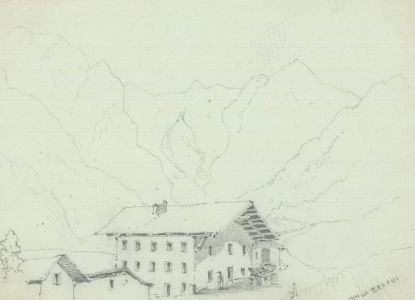 William Waterhouse - Three Mid 19th Century Graphite Drawings, Alpine Landscapes