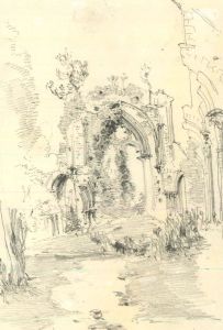 Theodore Waterhouse - 1855 Graphite Drawing, View of Netley Abbey
