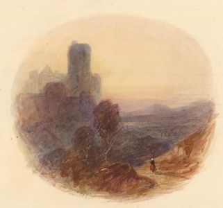 John Edmund Buckley (1820-1884) -Watercolour, Figure on a Mountain Path