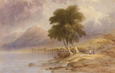 W. R Buckley - Mid 19th Century Watercolour, Alpine Lake Landscape