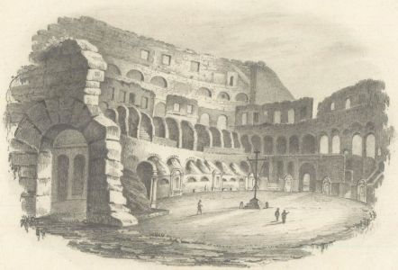 Mid 19th Century Graphite Drawing - Classical View of an Amphitheatre