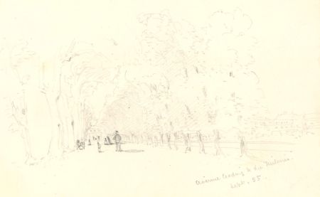 Theodore Waterhouse - 1855 Graphite Drawing, Avenue Leading to the Tuileries