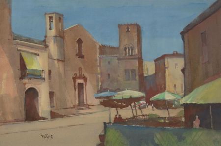 William Eyre (1891-1979) - Signed 1974 Watercolour, A Square, Taormina
