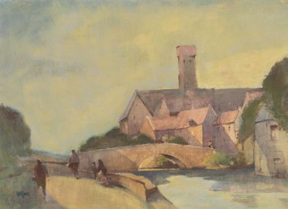 William Eyre (1891-1979) - Signed Watercolour, Bruges River Scene