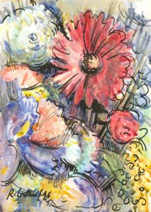 Richard Ian Bentham Walker (1925-2009) - Signed 1986 Watercolour, Flowers