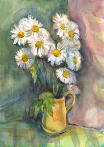Richard Ian Bentham Walker (1925-2009) - Signed 2001 Watercolour, Daisy Flowers