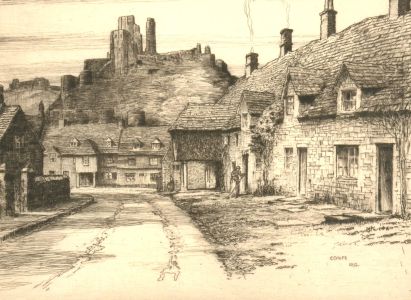 Regenald Green (1884-1971) - 20th Century Etching, Corfe Castle