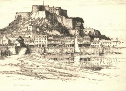 Regenald Green (1884-1971) - 20th Century Etching, Study of Mont Orgueil
