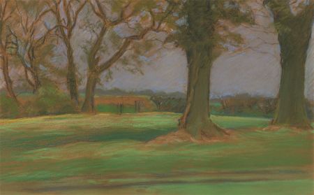 A.V. Bramble - 20th Century pastel, Autumnal Trees in a Landscape