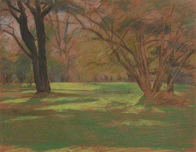A.V. Bramble - 20th Century pastel, Summer Woodland Landscape