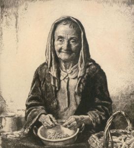Herbert Johnson Harvey R.B.S.A (1884-1928) - c.1920 Etching, Old Nan