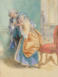 19th Century Watercolour - Peeping Tom