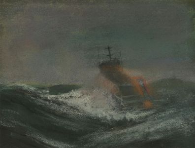 Robin Hutton (1919-2017) - Double Sided Contemporary Pastel, Boat in Stormy Seas