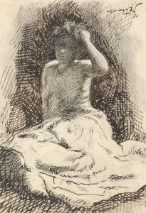 Harold Hope Read (1881-1959) - Signed Pen and Ink Drawing, Sitting Nude