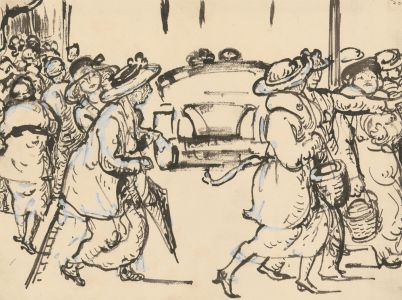 Harold Hope Read (1881-1959) - Signed 1923 Pen and Ink Drawing, Busy Town Street
