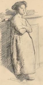 Harold Hope Read (1881-1959) - Pen and Ink Drawing, Hilda Standing in Interior