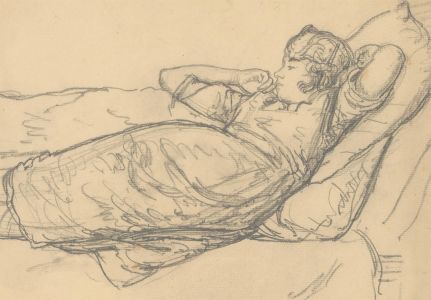 Harold Hope Read (1881-1959) - Graphite Drawing, Portrait of Hilda Reclining