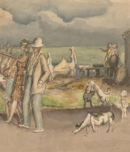 Harold Hope Read (1881-1959) - Watercolour, Beach Street Scene