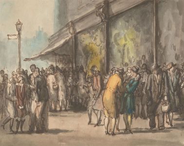 Harold Hope Read (1881-1959) - Watercolour, Crowded London Street Scene