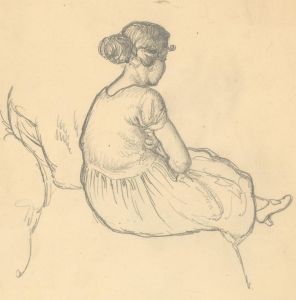 Harold Hope Read (1881-1959) - Graphite Drawing, Study of Hilda Seated
