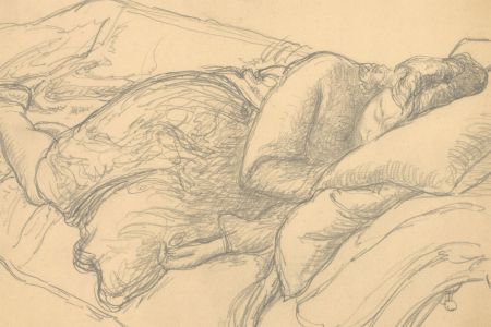 Harold Hope Read (1881-1959) - Graphite Drawing, Hilda on a Sofa