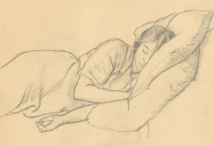 Harold Hope Read (1881-1959) - Graphite Drawing, Study of Sleeping Hilda