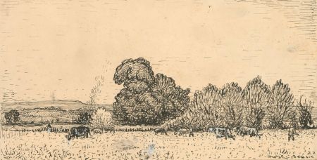 Harold Hope Read (1881-1959) - Signed 1922 Pen and Ink Drawing, Oxford Farmland