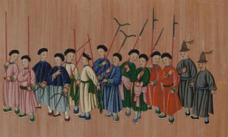 Early 20th Century Gouache on Pith Paper - The Military Procession
